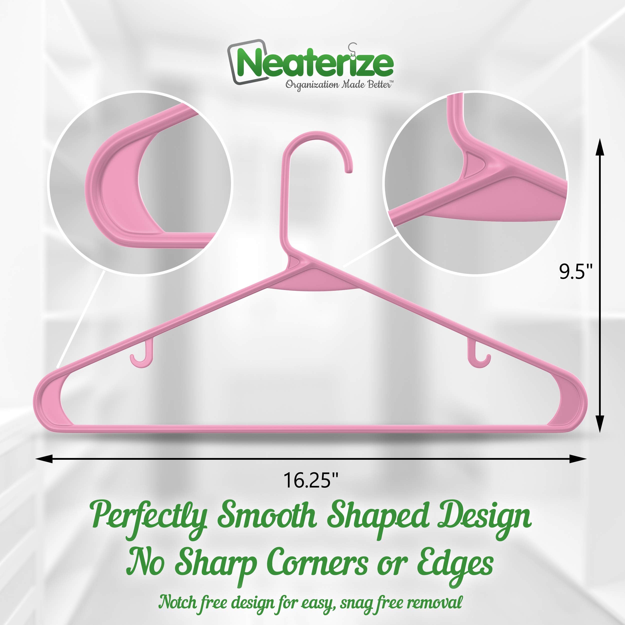 Clothes Hangers Plastic 20 Pack - Pink Plastic Hangers - Makes The Perfect Coat Hanger And General Space Saving Clothes Hangers